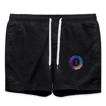 Zwillinge Sternzeichen Symbol Mandala - Badeshorts - Schwarz - Vorne - AI Model Male 185 light (185cm)