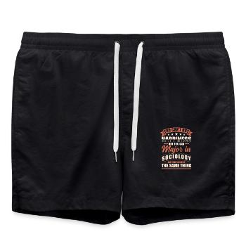 Diplôme de sociologie - Short de bain - noir - Devant - AI Model Male 185 light (185cm)