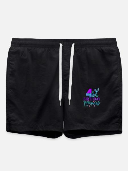 4th Birthday Mermaid - Swim Trunks - black