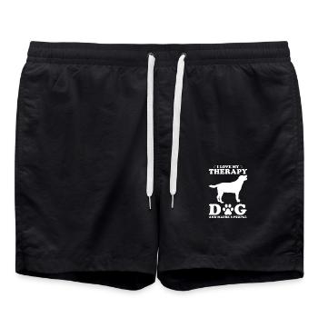 Therapy dog saying - Swim Trunks - black - Front - AI Model Male 185 light (185cm)
