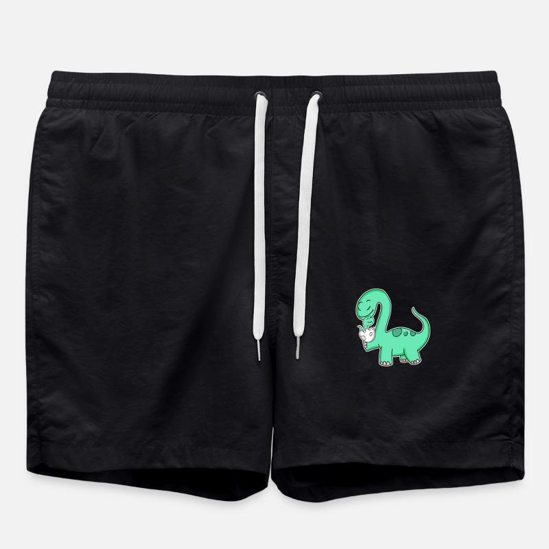 Dinosaure avec bébé dinosaure - Short de bain - noir