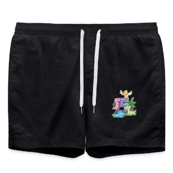 5 Jahre alt - 5. Geburtstag mit Tier Motiv - Badeshorts - Schwarz - Vorne - AI Model Male 185 light (185cm)