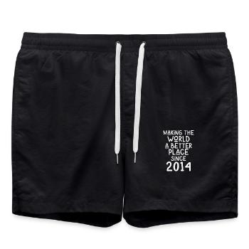 Making the World a better place since 2014 - Swim Trunks - black - Front - AI Model Male 185 light (185cm)