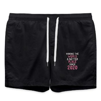 Making the World a better place since 2020 - Swim Trunks - black - Front - AI Model Male 185 light (185cm)