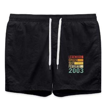 Legendär seit Februar 2003 - Badeshorts - Schwarz - Vorne - AI Model Male 185 light (185cm)