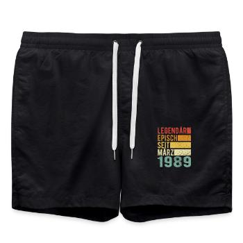 Legendär seit März 1989 - Badeshorts - Schwarz - Vorne - AI Model Male 185 light (185cm)