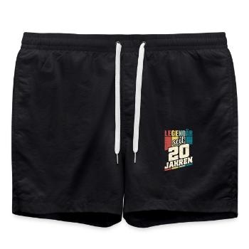 20. Geburtstag Legendär Seit 20 Jahren Legende 20 - Badeshorts - Schwarz - Vorne - AI Model Male 185 light (185cm)