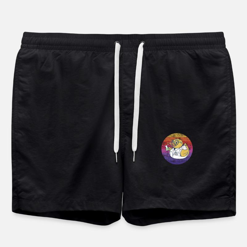 Bathing Duck Scientist Retro - Swim Trunks - black