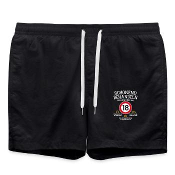 18. Geburtstag Schonend Behandeln Alte Kiste 18 - Badeshorts - Schwarz - Vorne - AI Model Male 185 light (185cm)
