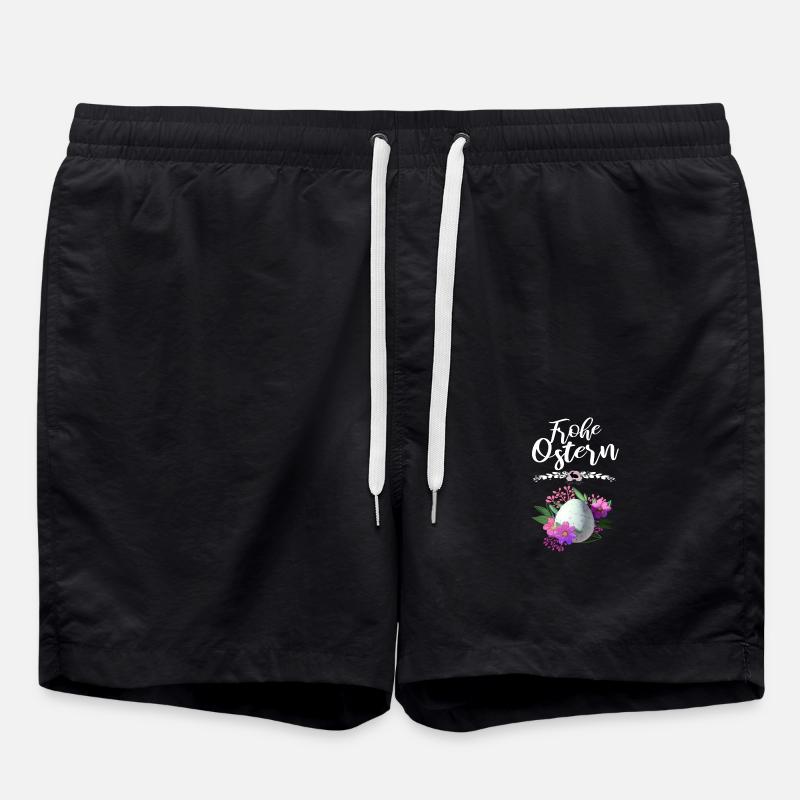 Frohe Ostern Osterei Floral - Badeshorts - Schwarz