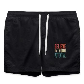 Believe in your potential - Badeshorts - Schwarz - Vorne - AI Model Male 185 light (185cm)