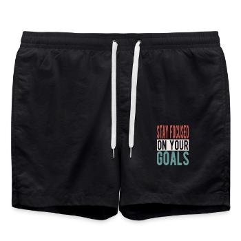 Stay focused on your goals - Swim Trunks - black - Front - AI Model Male 185 light (185cm)