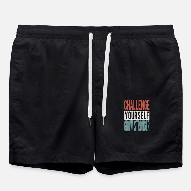Challenge yourself, grow stronger - Swim Trunks - black