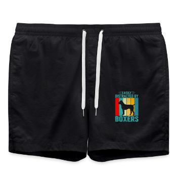 Easily distracted by boxers - Swim Trunks - black - Front - AI Model Male 185 light (185cm)