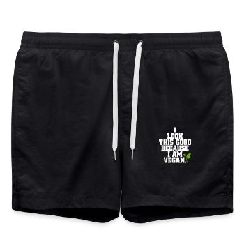 Veganer I Look This Good Because I Am Vegan Veggie - Swim Trunks - black - Front - AI Model Male 185 light (185cm)