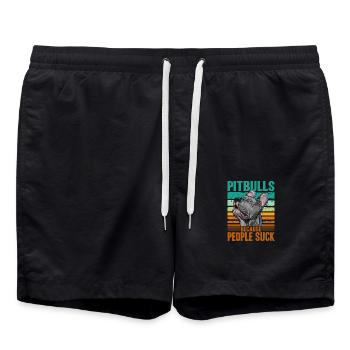 Pitbulls because people suck - Swim Trunks - black - Front - AI Model Male 185 light (185cm)