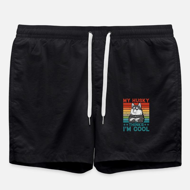My Husky thinks I'm cool - Badeshorts - Schwarz