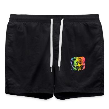 Bouledogue anglais Rétro - Short de bain - noir - Devant - AI Model Male 185 light (185cm)