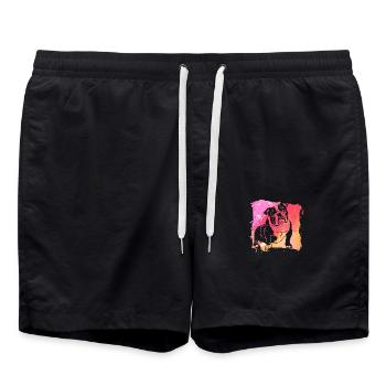 Bouledogue anglais Rétro - Short de bain - noir - Devant - AI Model Male 185 light (185cm)