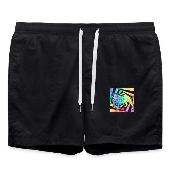Bouledogue anglais Rétro - Short de bain - noir - Devant - AI Model Male 185 light (185cm)