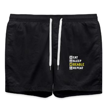 Mangez beagle sommeil répéter - Short de bain - noir - Devant - AI Model Male 185 light (185cm)
