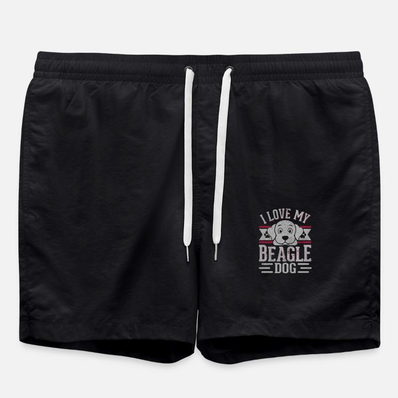 I love my beagle dog - Swim Trunks - black