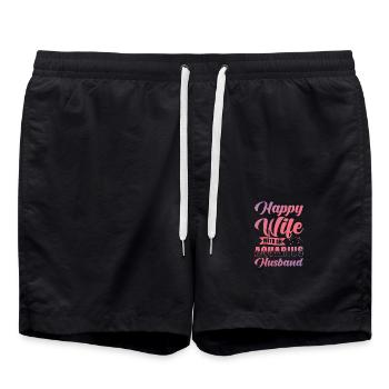 Wassermann Glückliche Frau mit Wasserman Ehemann - Badeshorts - Schwarz - Vorne - AI Model Male 185 light (185cm)