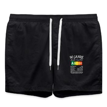 90 Jahre Feinste Qualität Geschenk 90. Geburtstag - Badeshorts - Schwarz - Vorne - AI Model Male 185 light (185cm)