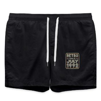 Birthday July 1992 Retro Gift - Swim Trunks - black - Front - AI Model Male 185 light (185cm)