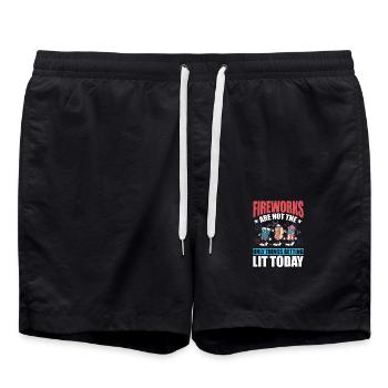 Fireworks are not the only things getting lit - Swim Trunks - black - Front - AI Model Male 185 light (185cm)