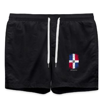 Souvenir with the country flag of Dominican Republic - Swim Trunks - black - Front - AI Model Male 185 light (185cm)