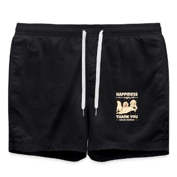 Happiness is a wagging tail thank you Labrador - Badeshorts - Schwarz - Vorne - AI Model Male 185 light (185cm)
