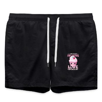 Cupcake Kawaii - Short de bain - noir - Devant - AI Model Male 185 light (185cm)