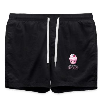 Cupcake Kawaii - Short de bain - noir - Devant - AI Model Male 185 light (185cm)