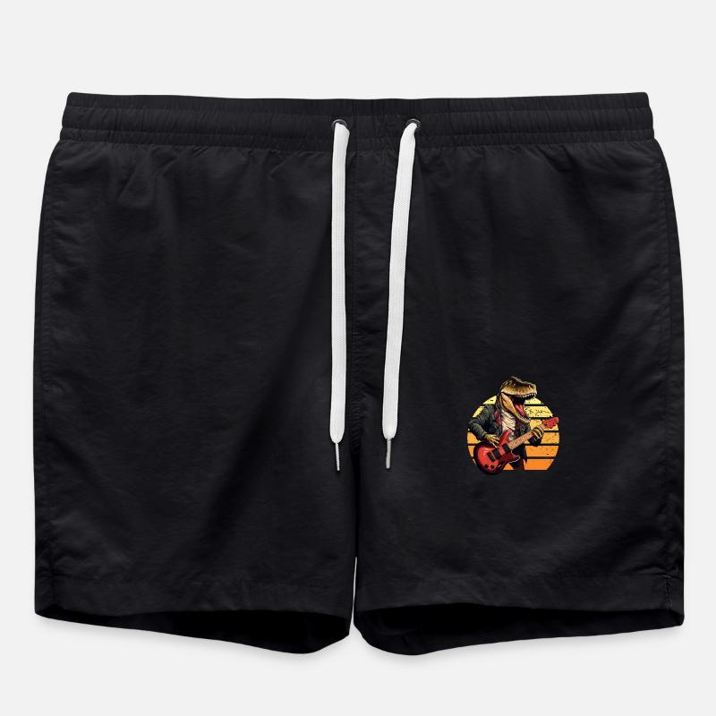 T-rex plays guitarist Dino - Swim Trunks - black
