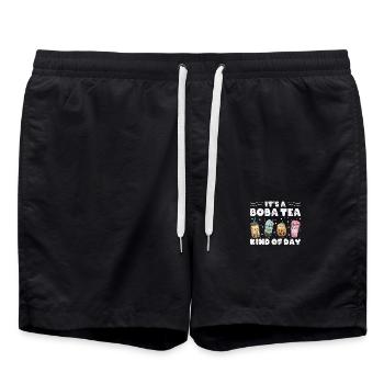 C’est un thé à bulles Kawaii de jour Boba Tea - Short de bain - noir - Devant - AI Model Male 185 light (185cm)