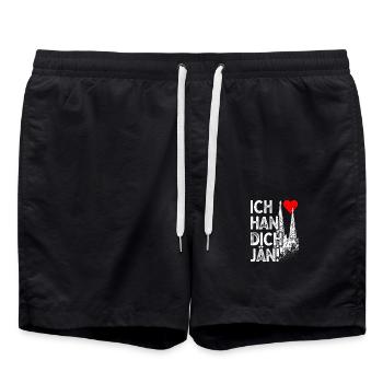 Ich Han Dich Jän Kölsch Kölle Kölner Karneval Köln - Badeshorts - Schwarz - Vorne - AI Model Male 185 light (185cm)