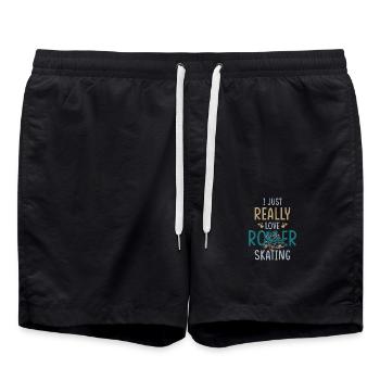 Rollschuhe Rollschuhlaufen Spruch - Badeshorts - Schwarz - Vorne - AI Model Male 185 light (185cm)