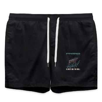 Stockbroker, Trader, Investor, Stock Exchange - Swim Trunks - black - Front - AI Model Male 185 light (185cm)