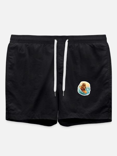 Capybara Surfer - Swim Trunks - black