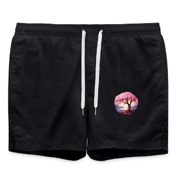 Cherry blossom tree - Swim Trunks - black - Front - AI Model Male 185 light (185cm)