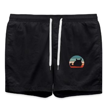 Chinchilla Retro - Swim Trunks - black - Front - AI Model Male 185 light (185cm)