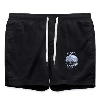 Manatee Floaty Potato Gift - Swim Trunks - black - Front - AI Model Male 185 light (185cm)