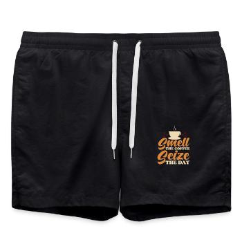 Café Caféine Parfum de café du matin - Short de bain - noir - Devant - AI Model Male 185 light (185cm)