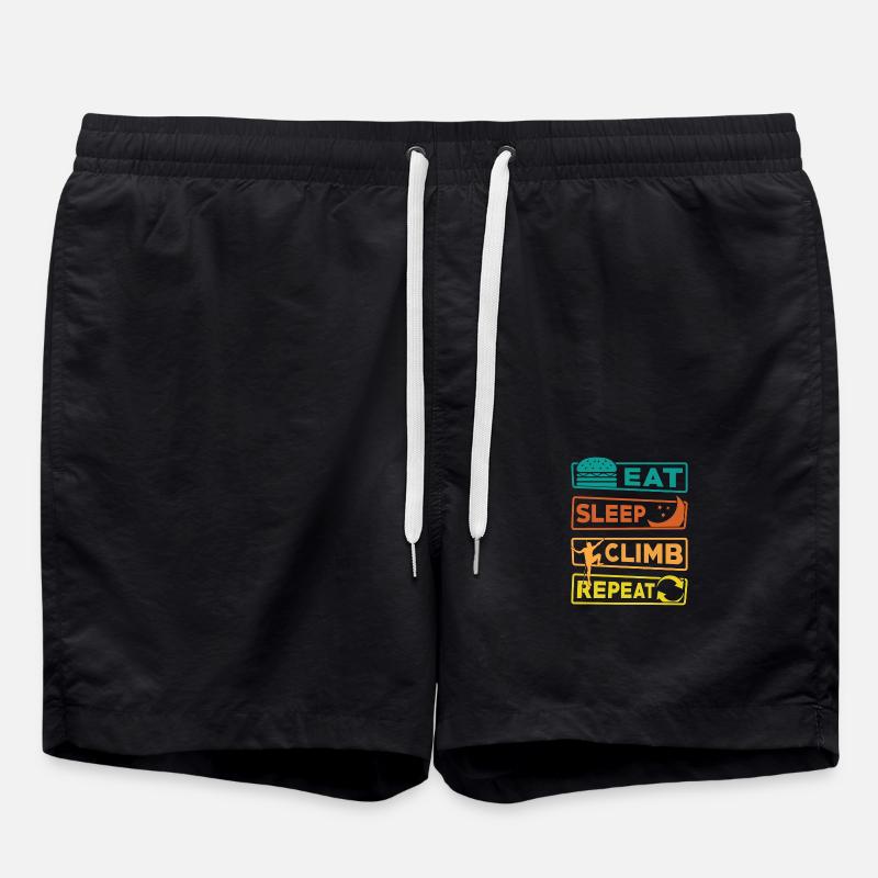 Eat Sleep Climb Repeat - Swim Trunks - black