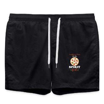 Pizza au chou-fleur Légumes végétariens végétaliens - Short de bain - noir - Devant - AI Model Male 185 light (185cm)
