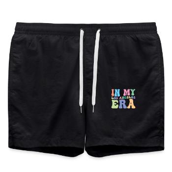 Los Angeles Retro Groovy - Badeshorts - Schwarz - Vorne - AI Model Male 185 light (185cm)