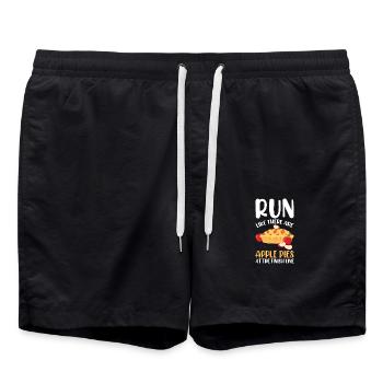 Marathon Marathon Runner Finish Line Saying Funny - Swim Trunks - black - Front - AI Model Male 185 light (185cm)