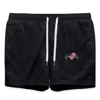 Washington D.C. Skyline Heartbeat USA East Coast - Swim Trunks - black - Front - AI Model Male 185 light (185cm)