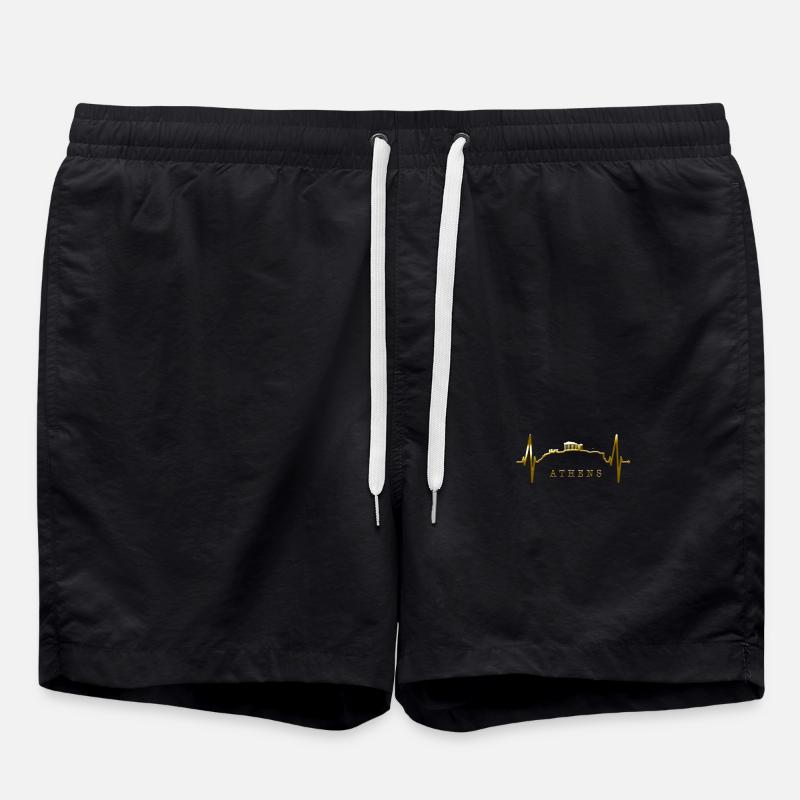 Athens Skyline Heartbeat Greece Acropolis - Swim Trunks - black